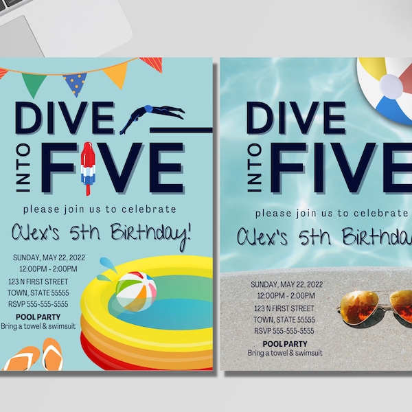 Dive Into Five Invitations Etsy UK