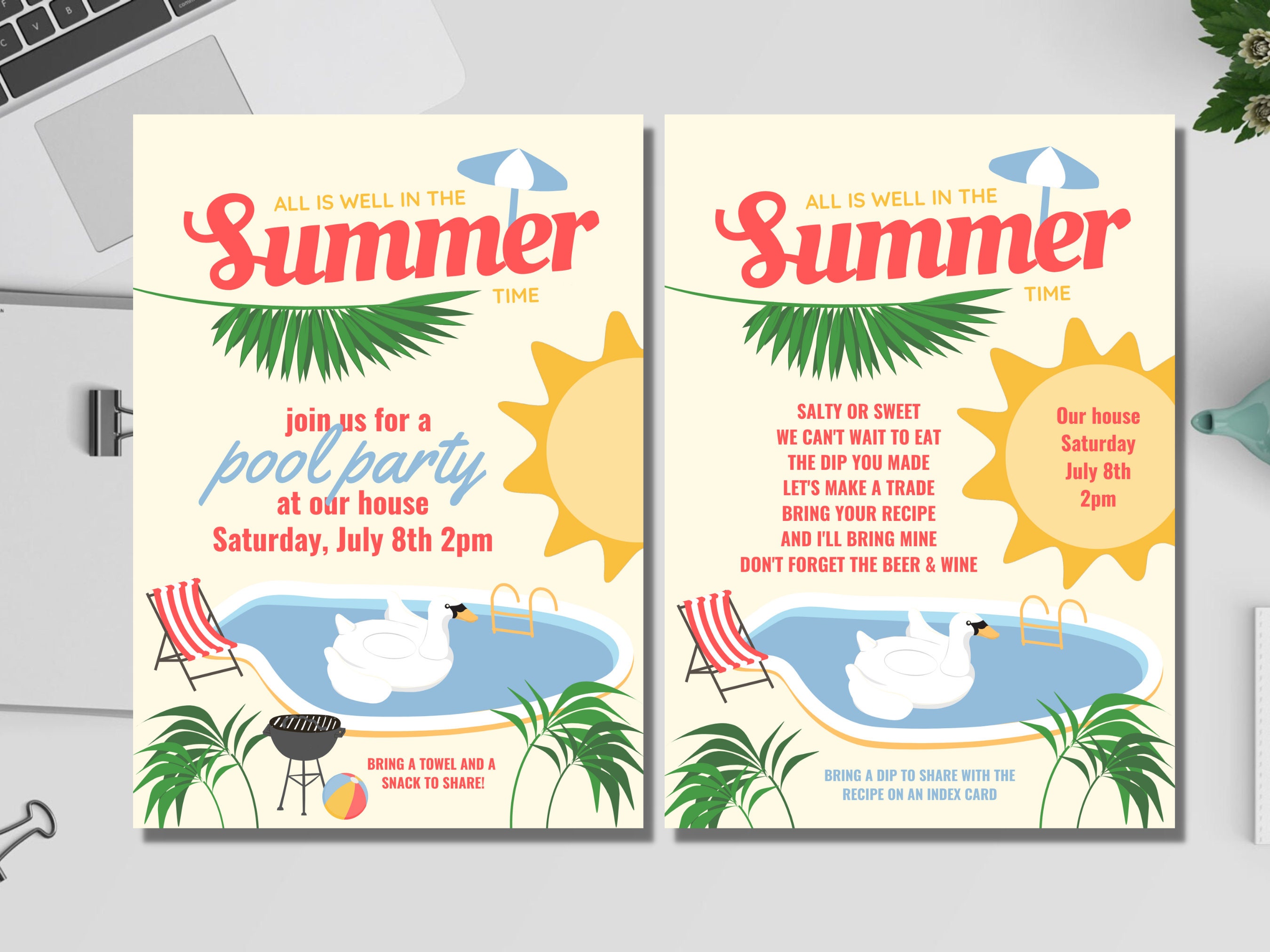 Editable summer sip and dip potluck cookout bbq summer party etsy