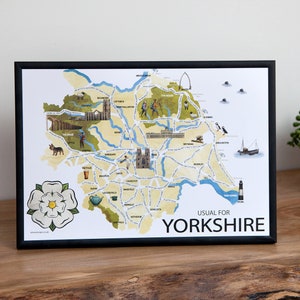 Yorkshire Sayings Map | Funny Yorkshire Gift | Comical Yorkshire Gift | Yorkshire Art | Yorkshire Framed Map | Yorkshire Phrases |