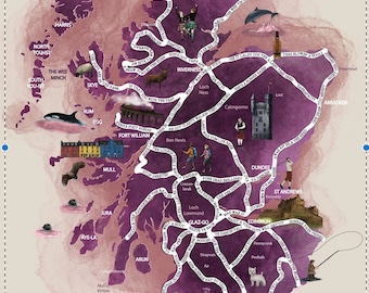 Impresión de mapa con refranes escoceses: un regalo divertido de Escocia