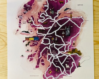 Mapa de refranes escoceses: Impresión artística divertida de Escocia