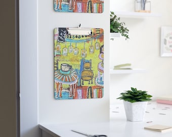 French Cafe Design, France inspired, French Coffee House Art - Clipboard