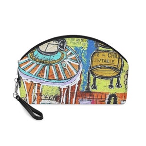 French Cafe Design, France inspired, French Coffee House Art - Makeup Bag image 2
