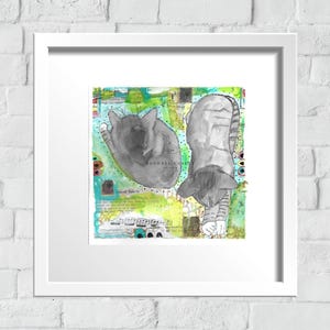 Cosmic Cat Dreams | Whimsical Printable Wall Art for Cat Lovers | 8x8 Digital Download  | Original Piece +5 Bonus Filters