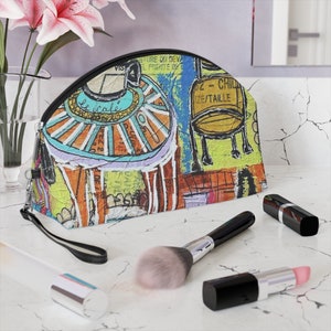 French Cafe Design, France inspired, French Coffee House Art - Makeup Bag image 1