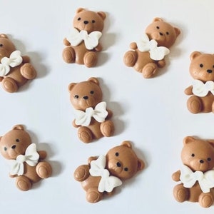 12pcs Fondant edible Decorations/Bear with Bow edible Treats Decorations.