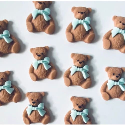 12pcs Fondant Edible Decorations Bear With Bow Edible Treats Etsy