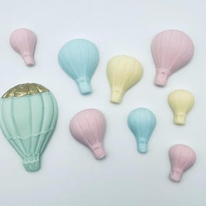 12pc. Fondant Solid Color Hot Air Balloons, Cake Toppers, Edible Sugar Balloon Decorations, Fondant Balloons with Cloud Topper