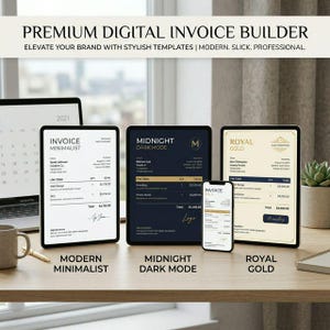 Professional Invoice Builder HTML Template | 8 Designer Themes, QR Code, Signature (Digital Download)
