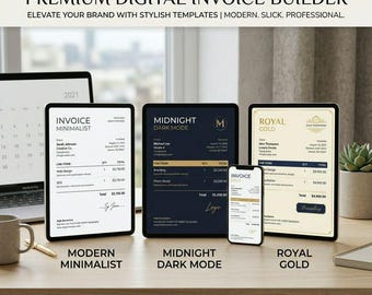 Professional Invoice Builder HTML Template | 8 Designer Themes, QR Code, Signature (Digital Download)