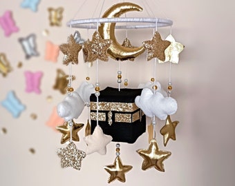 Kaaba Baby Mobile, İslamische Baby Mobile, Baby Mädchen und Jungen Zimmer Dekor, Geschenk für Sie und Ihn, Geschenk für Hijab, Baby Kaaba Geschenk für Mädchen und Jungen