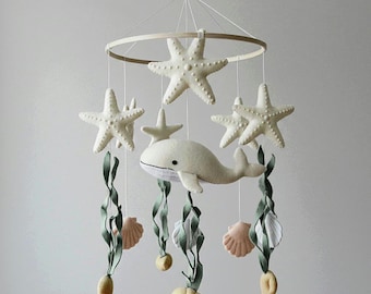Ocean Baby Mobile Whale Neutral Sea Creature Mobile Under The Sea Ocean Cot Mobile Sea Creatures Nursery Mobile Sea Animals Seashells