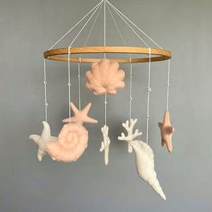 Baby Mobile Ocean Baby Shower Gift Sea World Cot Mobile Coastal Nursery Mobile Sea Creatures and Sea Animals Nautical Seashell Cot Mobile
