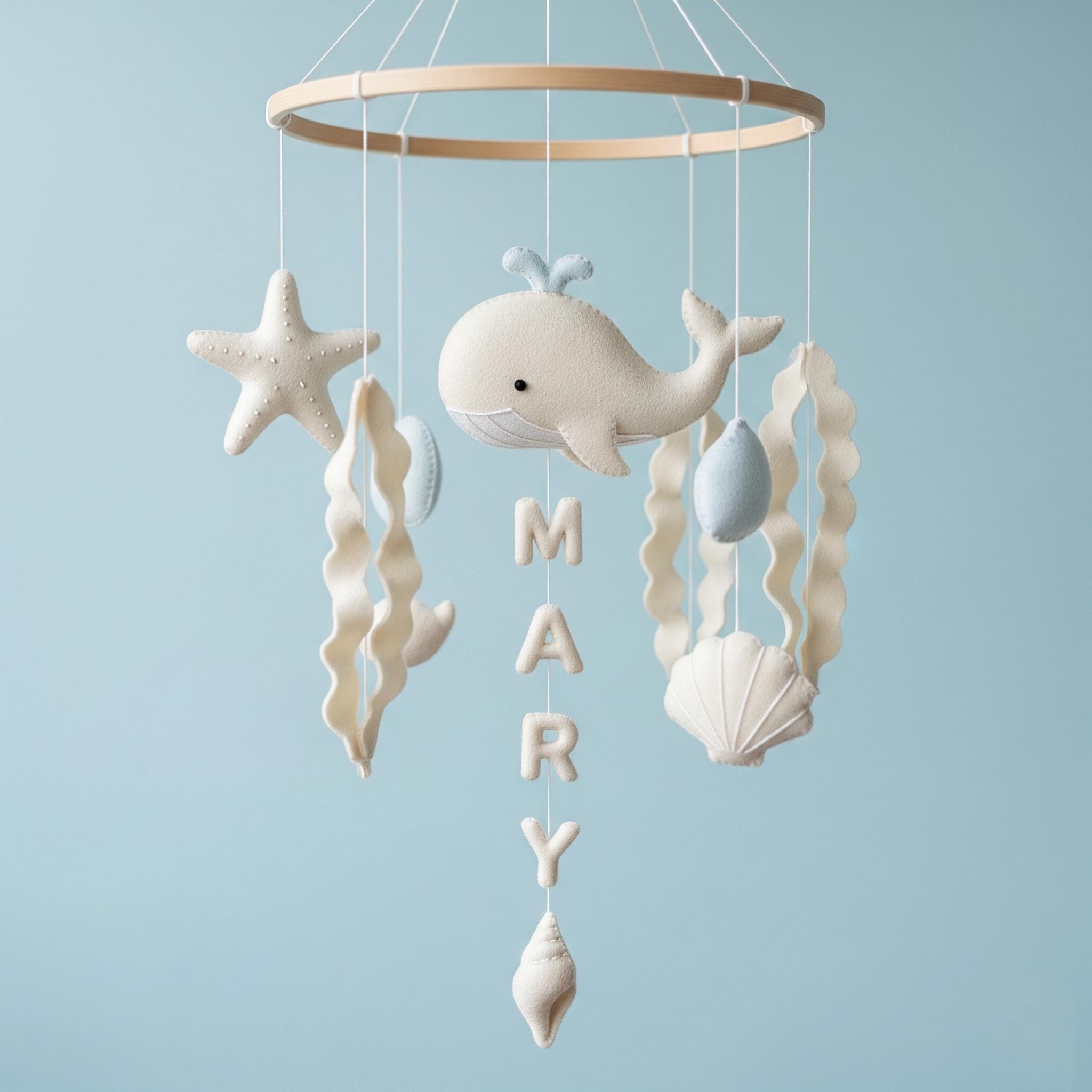 Personalized Ocean Baby Mobile Whale Neutral Sea Creature Mobile Under The Sea Ocean Cot Mobile Sea Creatures Nursery Mobile Seashells