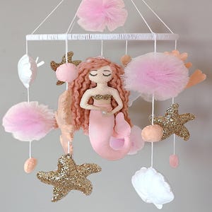 Personalized Mermaid Ocean Baby Mobile Sea World Baby Crib Mobile Sea Creatures Mobile Sea Animals Cot Mobile Baby Shower Gift Felt