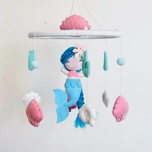 Personalized Mermaid Ocean Baby Mobile Sea World Baby Crib Mobile Sea Creatures Mobile Nautical Baby Mobile Baby Shower Gift Felt
