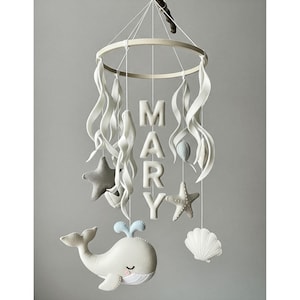 Personalized Ocean Baby Mobile Whale Neutral Sea Creature Mobile Under The Sea Ocean Cot Mobile Sea Creatures Nursery Mobile Seashells