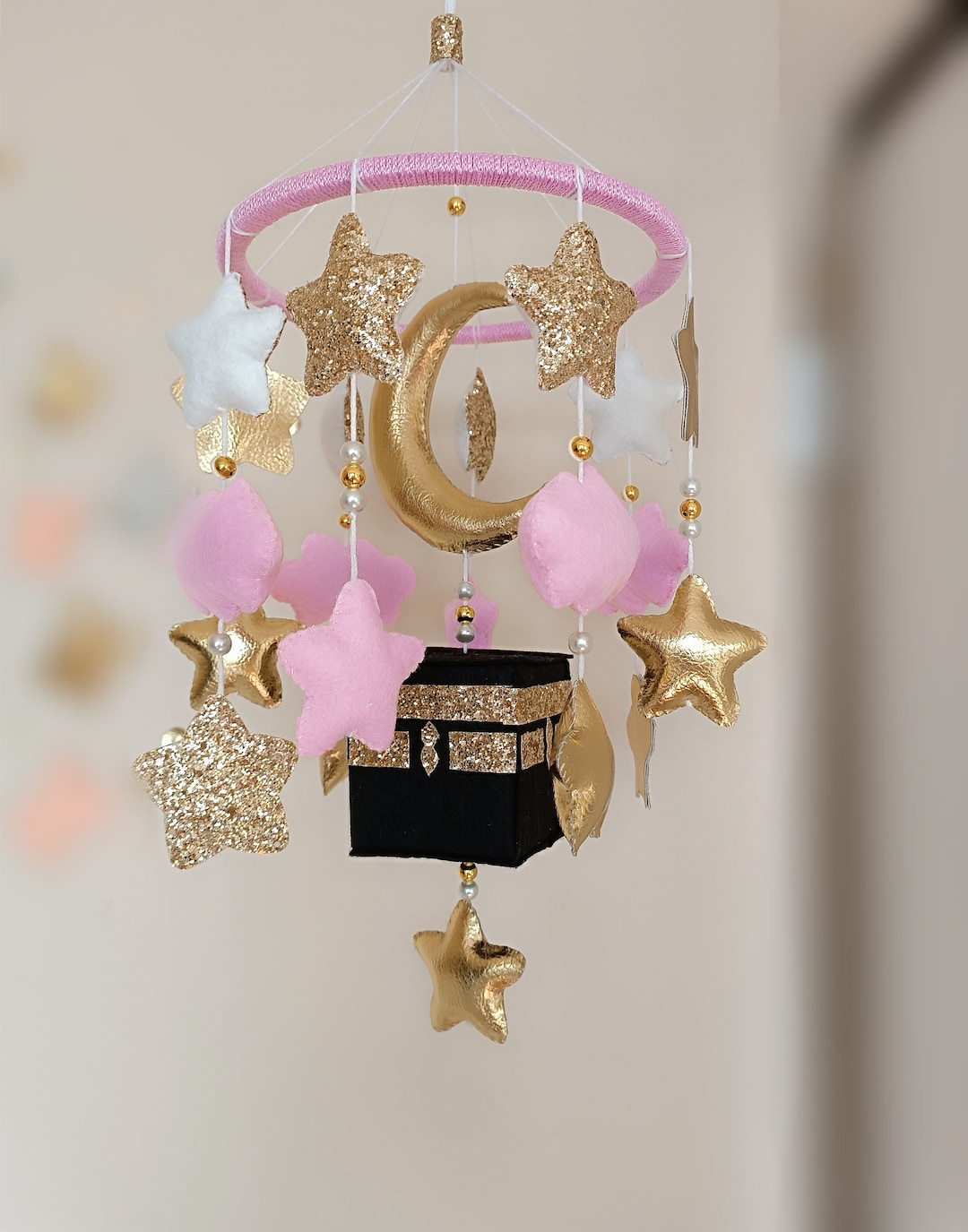 Kaaba Baby Mobile, İslamic Baby Mobile, Baby Girl Room Decor, Gift for