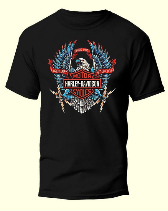 Harley Davidson motorfiets T shirt heren Etsy Nederland