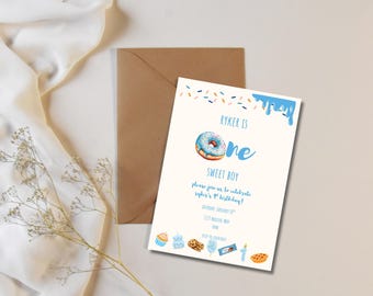 One Sweet Boy 1st Birthday Invitation