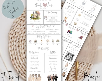 Infographic wedding program - Wedding program template - order of the day program - printable wedding newspaper - printable infographic