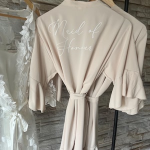 Personalized Ruffle Satin Bridesmaid Robe: Pastel Wedding Party Gift
