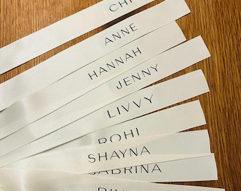 Personalized Satin Ribbon – Bridesmaid Champagne Coupe, Wedding Favor