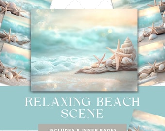 Relaxing Beach Junk Journal Paper, Coastal Printable Scrapbook Pages, Seashell Junk Journal Kit, Nautical Digital Paper