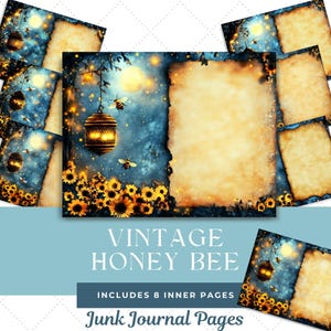 Vintage Honey Bee Junk Journal-papier | Afdrukbare pagina's met ongewenste dagboeken