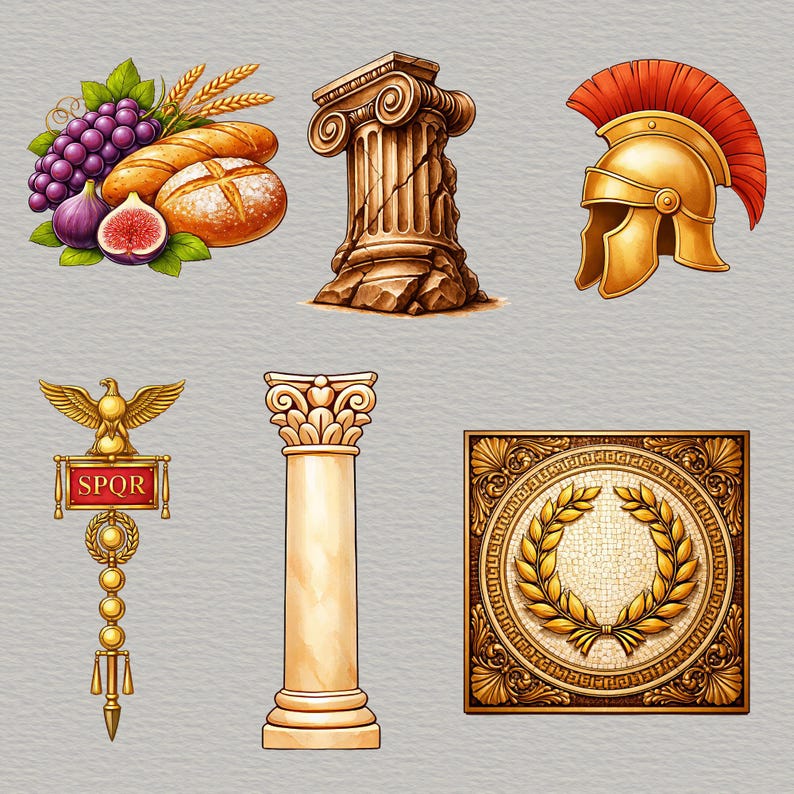 Ancient Roman Clipart, Roman Empire Artifacts, Greek Roman Designs ...