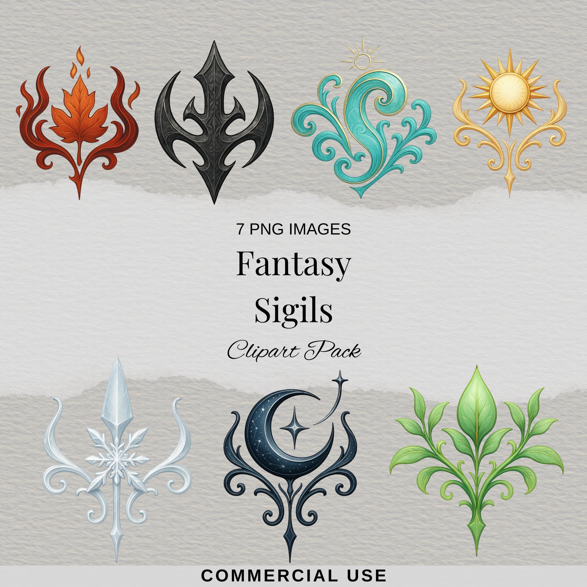 Translucent Sygils Fantasy Sigils Clipart Pack | Magical Element Symbols | Fae Court ...