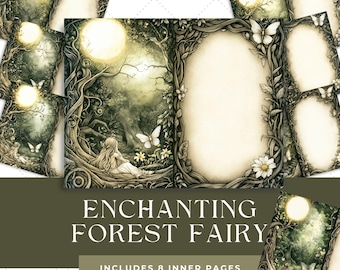 Enchanting Forest Fairy Junk Journal Paper | Enchanted Woodland Journal Paper | Fairycore Printable | Fantasy Scrapbook Pages