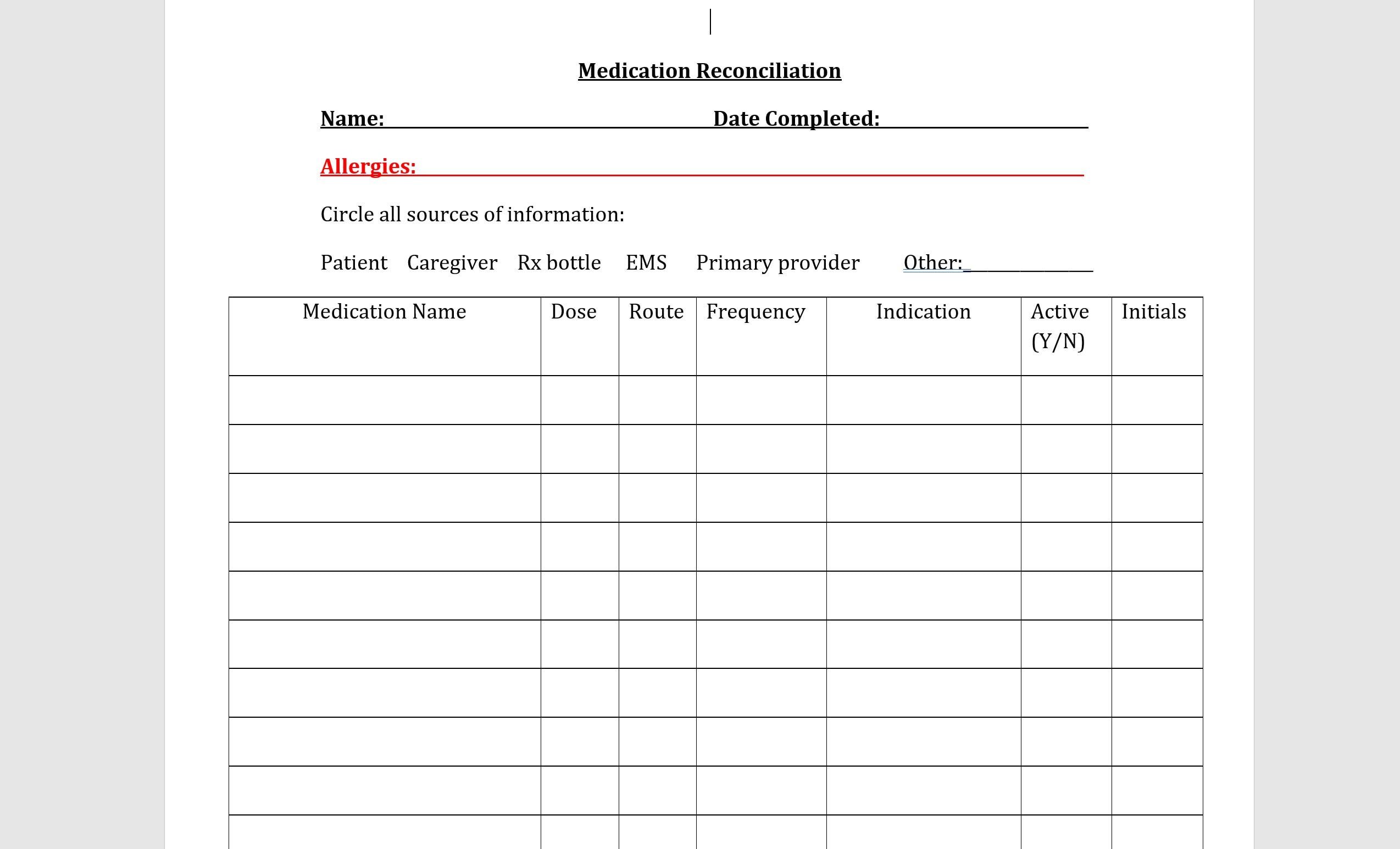Medication Documentation Templates Etsy
