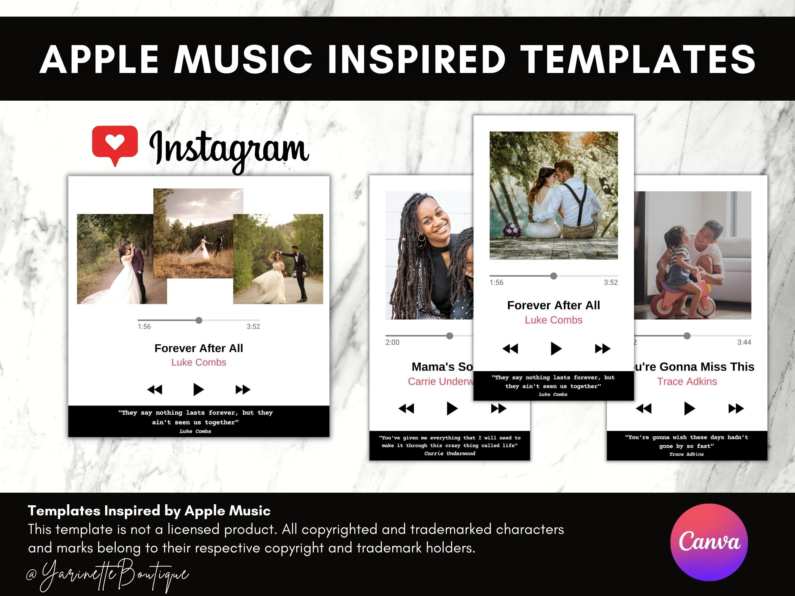 Apple Music Inspired Editable Canva Templates Instagram Posts and Apple Music Inspired Editable Canva Templates Instagram Posts and
