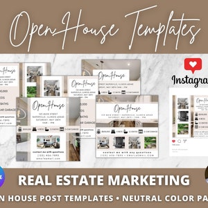 Open House Post Templates | Editable in Canva | Real Estate | Instagram | Neutral Earth Tones | Social Media Marketing