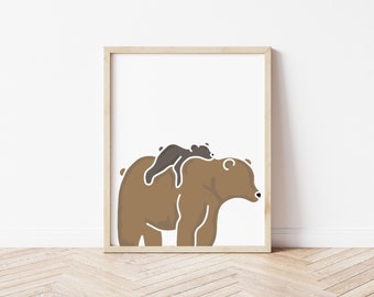 Woodland Nursery Decor, Kids room decor, Woodland Nursery Prints, Baby Animal Prints, Nursery Wall Art, mama bear, forest art, baby bear