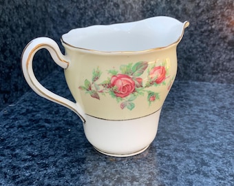 Colclough Bone China Milk Jug/Creamer, Pale Yellow Floral Roses England c.1950s