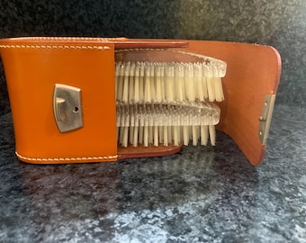 Vintage Mohawk Typewriter Cleaning Brush Set • 1960s Office Machine Tools • Leather Case • Made in USA • Typewriter Accessory