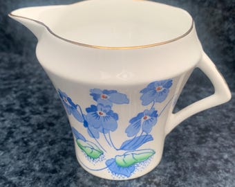 Rare Colclough Art Deco Style Blue Pansies Milk Jug/Creamer