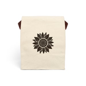 Lunch Bag With Strap, Lunch Tote, Small Tote, Sunflower Lunch Bag, Canvas Tote, Lunch Bag, Gift for her