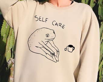 Funny Frog Self Care Gildan 18000 Sweatshirt, Positive Vibe