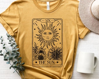 Sun Tarot Card Graphic Tee, Vintage Astrology Shirt, Bella Canvas
