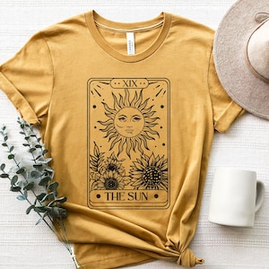 Sun Tarot, Mystical, Sun, Graphic Tee, Astrology, Moon, Planets, Tshirt, Retro, Vintage, Space, Bella Canvas, Gift, Black