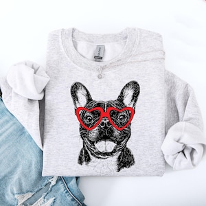 Frenchie, French Bulldog, Pet, Dog Breed Valentine's Sweatshirt, Crewneck, Crew Neck, Sweater, Love, Heart, Dog Lover, Animal Lover