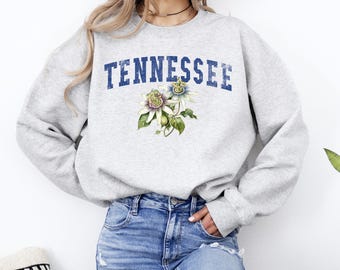 Tennessee State Flower Sweatshirt, Leidenschaftsblume Rundhalsausschnitt