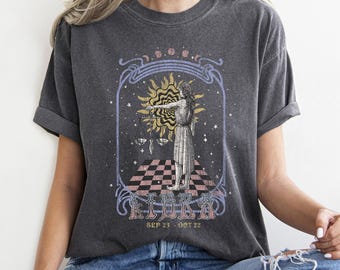 Libra Zodiac Vintage Graphic Tee, Comfort Colors Astrology Shirt