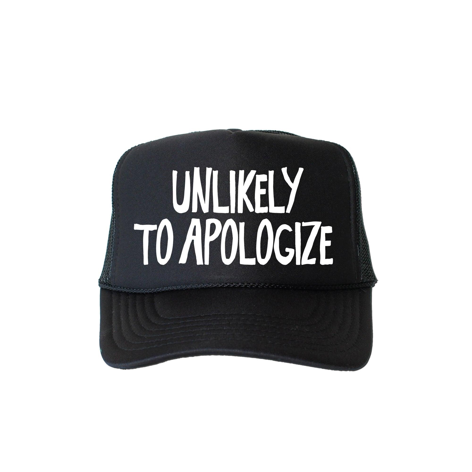 帽子 Unlikely BASEBALL CAP BLACK Unlikely to Apologize, Sassy, Funny, Black Snapback Trucker Hat