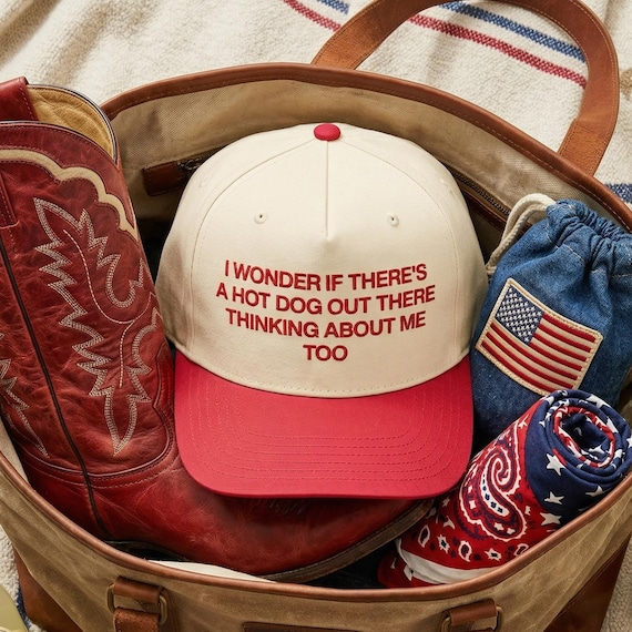 I Wonder If There's A Hot Dog Out There Thinking About Me Too Hat | Funny Cap | 4th of July Hat | Summer Snapback | Hot Dog Lover