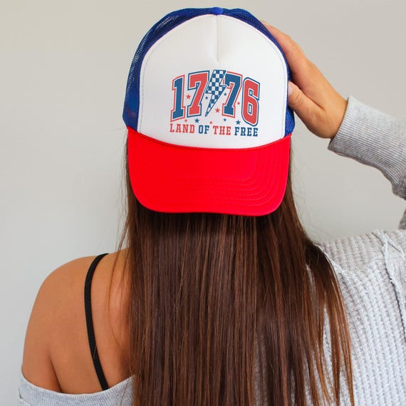 Cappello da camionista con bandiera americana Snapback in rete di raffreddamento per uomini e donne berretto da baseball regolabile con ricamo alfabeto, Nero , Taglia unica