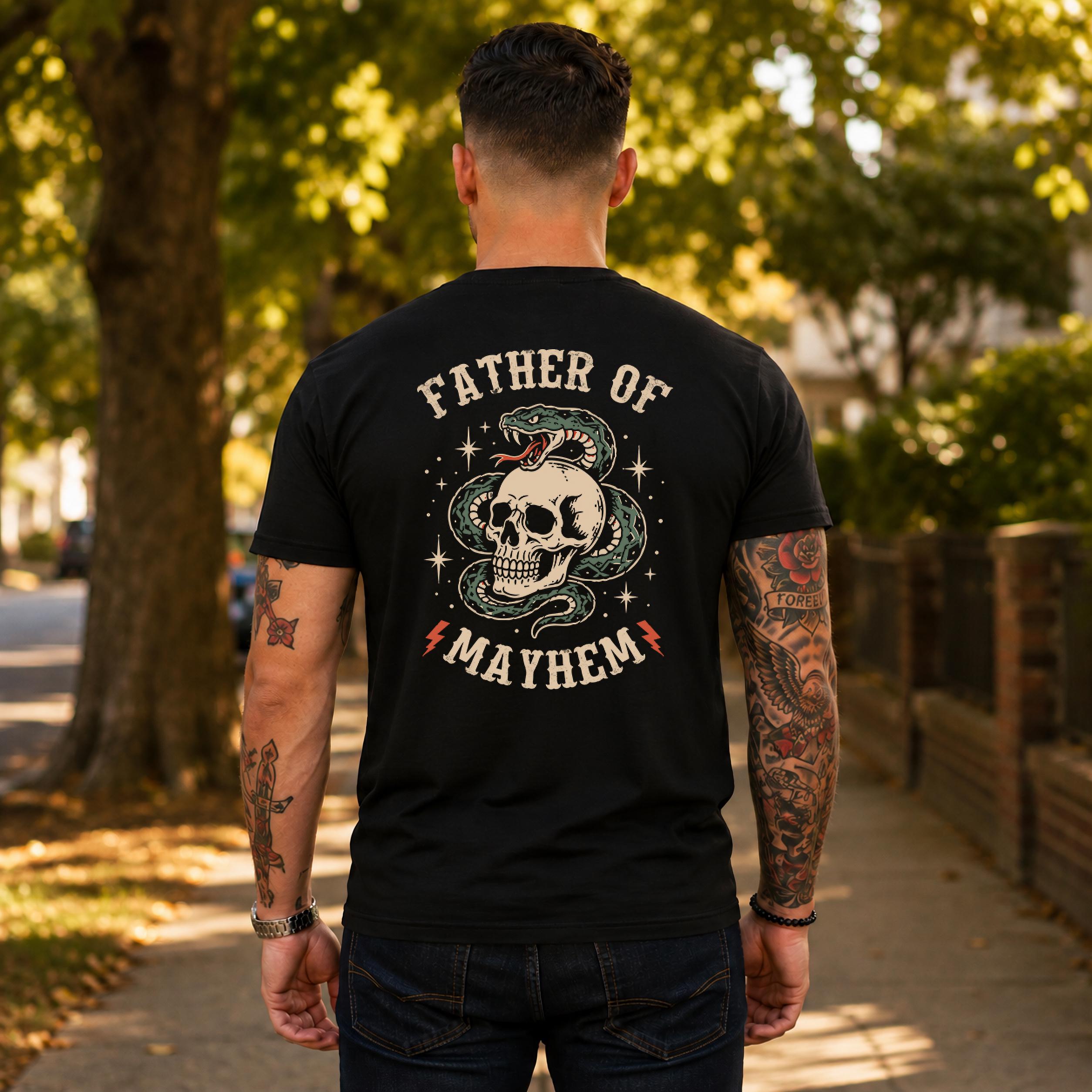 Father of Mayhem Tee, Mother of Mayhem Shirt, Tattoo Style Skull…